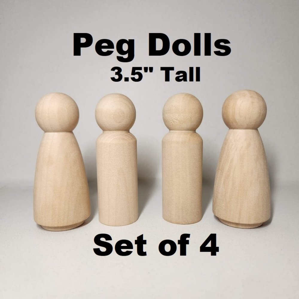 LARGE 4 Peg Dolls Craft Supplies 3.5" Tall Arts and Craft Supplies Wedding Cake